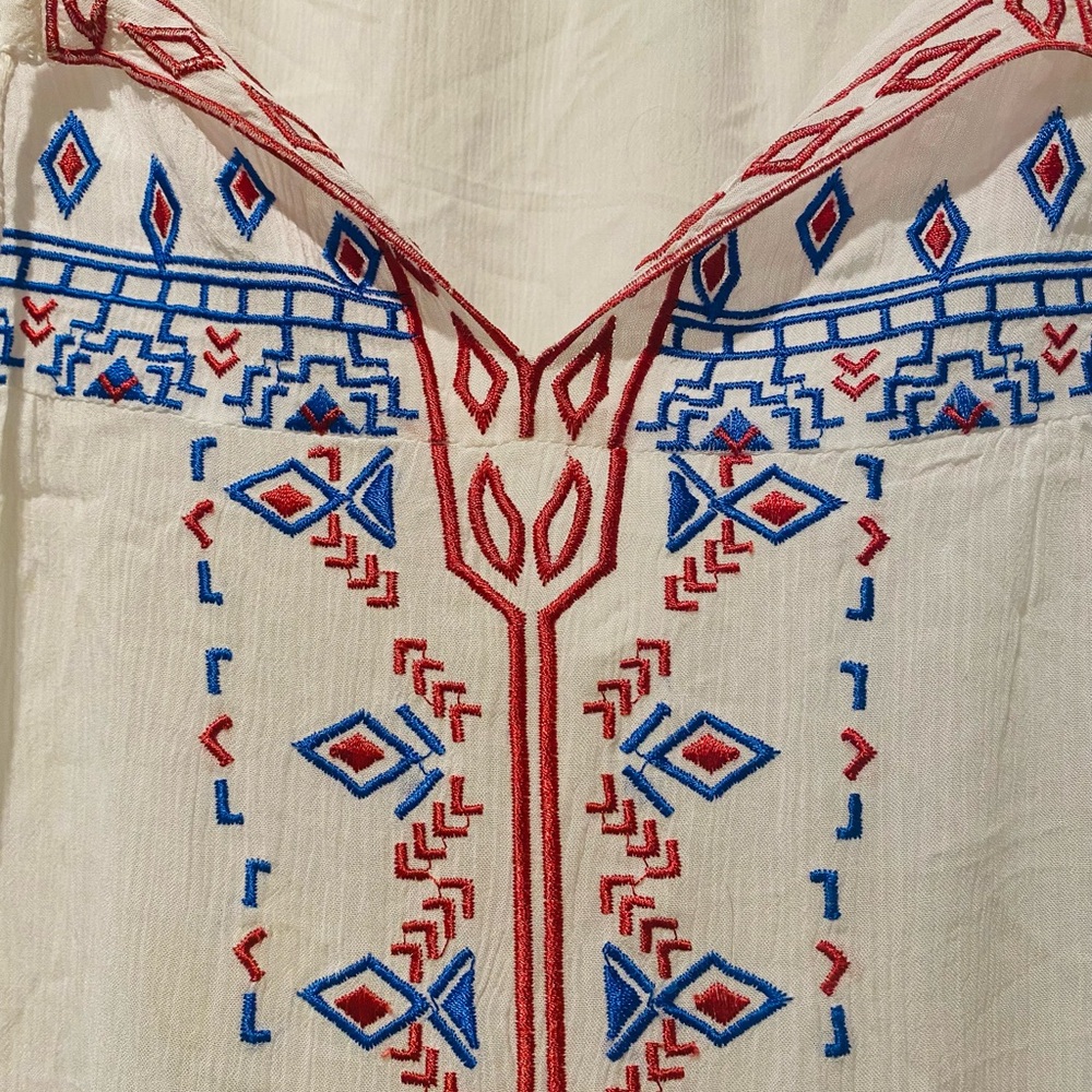 White Sheer Fairy Western Embroidered Blouse Top 3X Lord and Taylor Festival - Picture 2 of 4